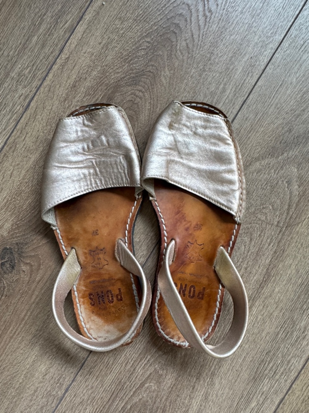 Rose gold Pons Metallic Gold Leather Slingback Sandals